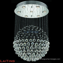 Hotel project lobby K9 crystal drop large globe chandelier with LED 91004